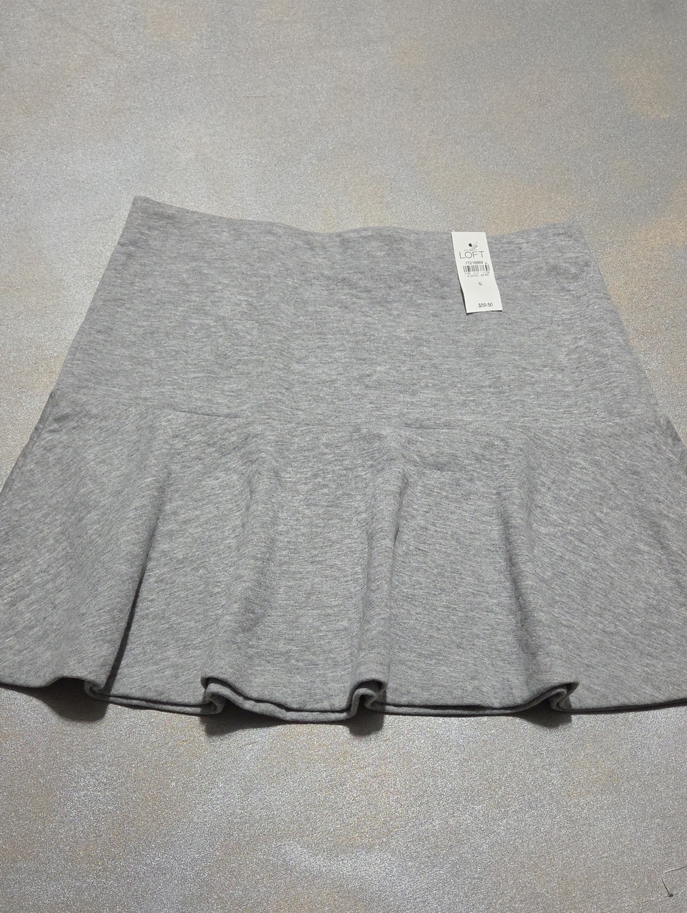 LOFT Heather Gray Knit Flared Skater Skirt